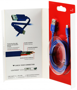 Кабель Hama 00187232 USB (m)-Lightning (m) 1м синий плоский