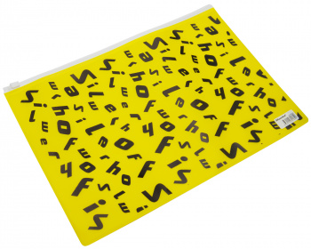 Папка на молнии ZIP Silwerhof Alphabet 255193 A4 пластик желтый цвет молнии белый