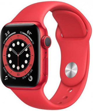 Смарт-часы Apple Watch Series 6 40мм OLED корп.красный рем.красный разм.брасл.:130-200мм (M00A3RU/A)