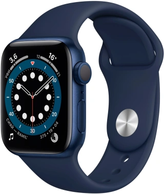 Смарт-часы Apple Watch Series 6 40мм OLED корп.синий рем.темный ультрамарин разм.брасл.:130-200мм (MG143RU/A)