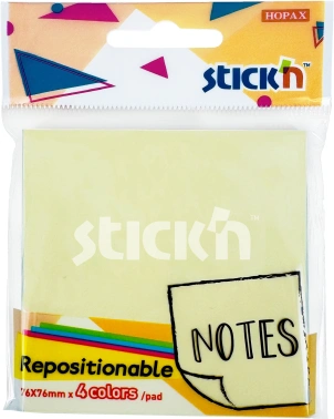 Блок самоклеящийся бумажный Stick`n 27082 76x76мм 80лист. 70г/м2 пастель ассорти 4цв.в упак.