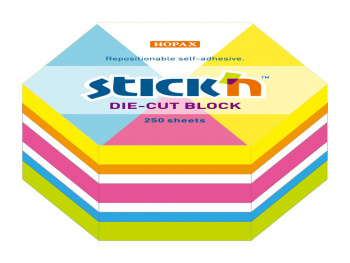 Блок самоклеящийся бумажный Stick`n 21827 61x70мм 250лист. неон ассорти 