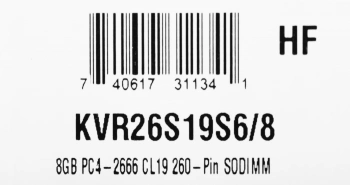 Память DDR4 8GB 2666MHz Kingston  KVR26S19S6/8