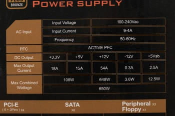 Блок питания Gigabyte ATX 650W GP-P650B