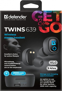 Гарнитура внутриканальные Defender Twins 639