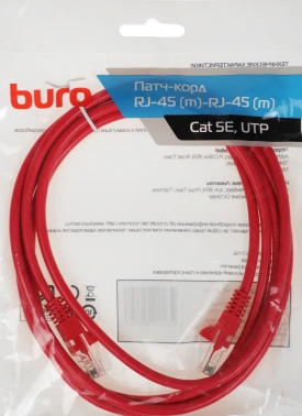 Патч-корд Buro UTP 4 пары cat.5E CCA molded 2м красный RJ-45 (m)-RJ-45 (m) (UTP-5E-2M-R)