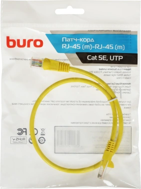 Патч-корд Buro UTP 4 пары cat.5E CCA molded 0.5м желтый RJ-45 (m)-RJ-45 (m) (UTP-5E-0,5M-Y)