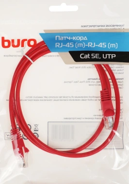 Патч-корд Buro UTP 4 пары cat.5E CCA molded 1м красный RJ-45 (m)-RJ-45 (m) (UTP-5E-1M-R)