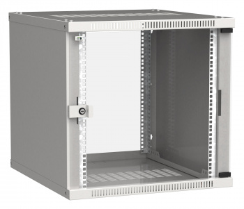 Шкаф коммутационный ITK Linea WE (LWE3-12U64-GF) настенный 12U 600x450мм пер.дв.стекл направл.под закл.гайки 50кг серый 400мм 15.8кг 200град. 585мм IP20 IK08 сталь