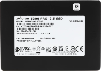 Накопитель SSD Crucial SATA-III 960GB MTFDDAK960TDS-1AW1ZABYY