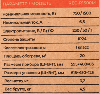 Конвектор Royal Clima Ribera Meccanico REC-R1500M