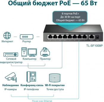Коммутатор TP-Link  TL-SF1009P