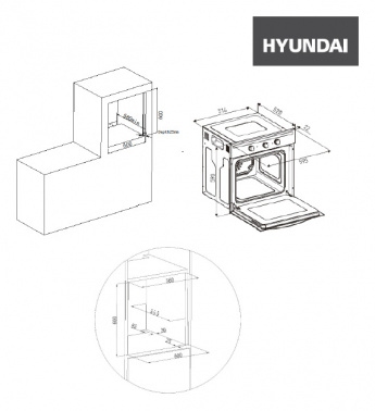 Духовой шкаф Электрический Hyundai HEO 6636 BE