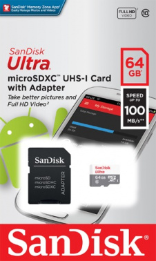 Флеш карта microSDXC 64Gb Class10 Sandisk SDSQUNR-064G-GN3MA