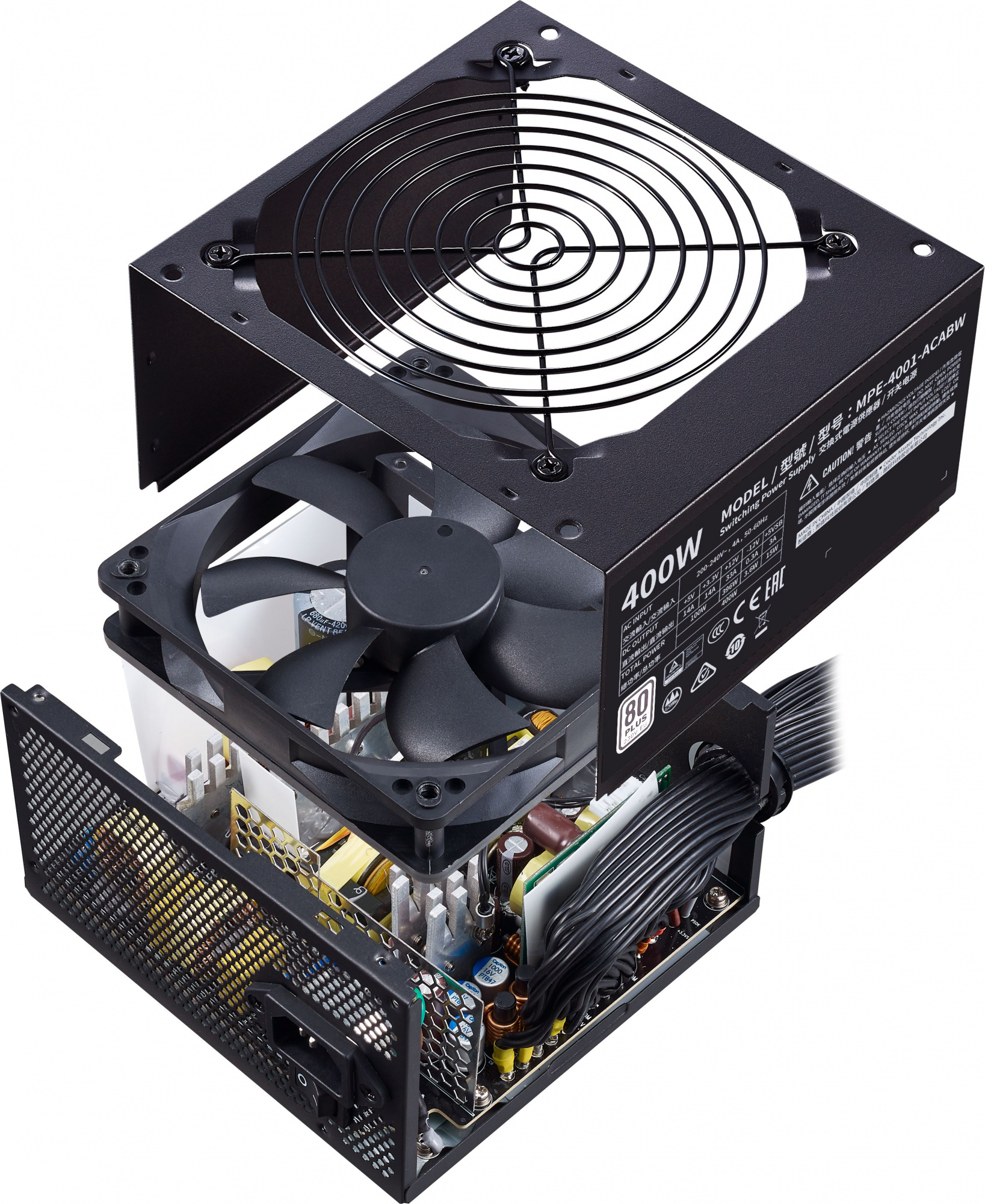 Блок питания Cooler Master ATX 400W MWE 400 V2 80+ (20+4pin) APFC 120mm fan  6xSATA RTL