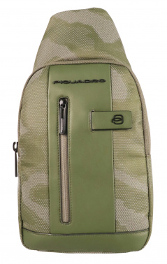 Рюкзак слинг Piquadro Brief2 CA4536BR2/CAMOREFVE зеленый камуфляж нейлон/натур.кожа