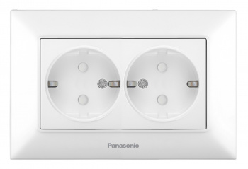 Розетка силов. Panasonic Arkedia Slim WNTC02152WH-RU 2розет. скрыт. зазем. штор. IP20 белый (упак.:1шт)