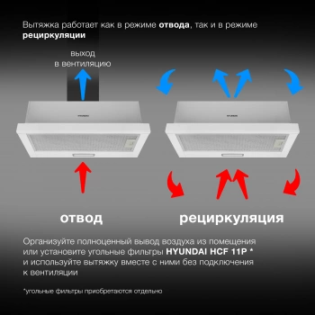 Вытяжка встраиваемая Hyundai HBH 6235 WG