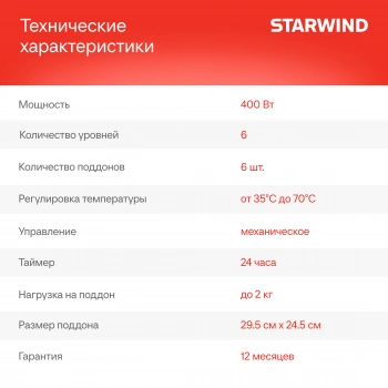 Сушка для фруктов и овощей Starwind SFD6431