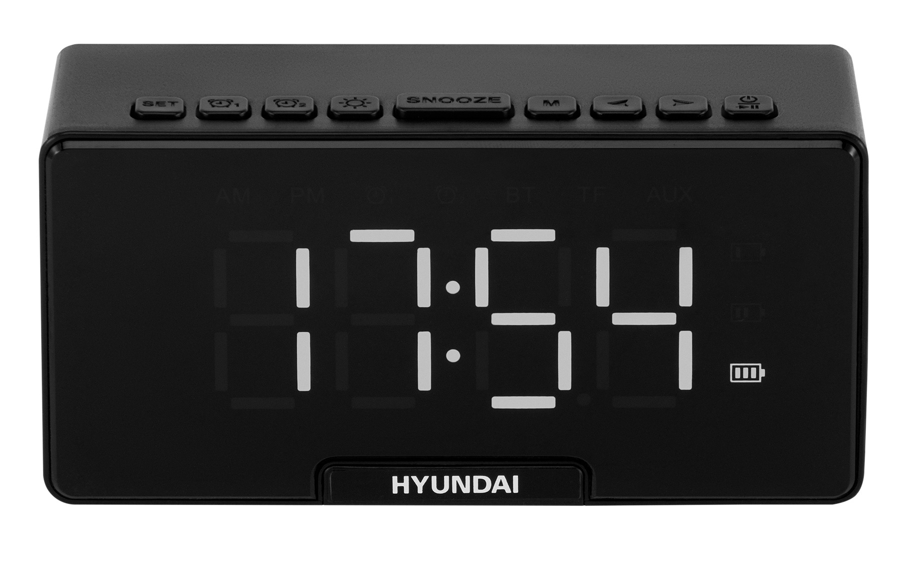 Будильник Hyundai H-RCL400 черный LED подсв:белая без радио