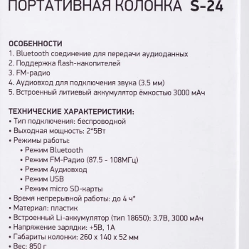 Колонка порт. Digma S-24