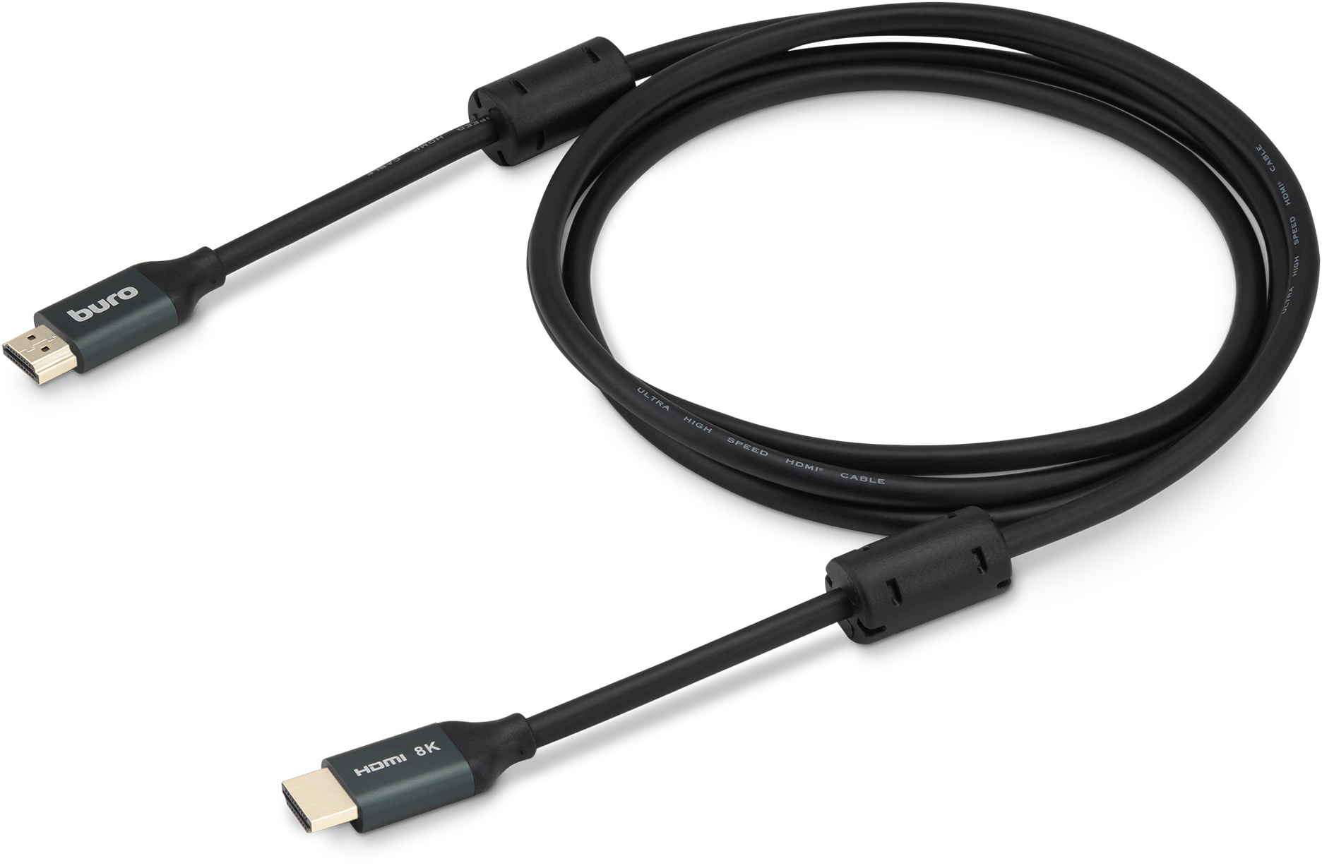 Кабель аудио-видео Buro HDMI (m)/HDMI (m) 2м. феррит.кольца Позолоченные контакты черный (BHP-HDMI-2.1-2G)
