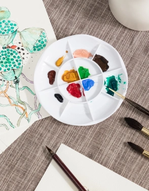 Палитра для смешивания красок Deli 68305 круглая D135мм