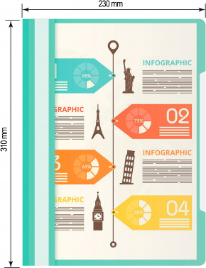 Папка-скоросшиватель Бюрократ Pastel -PSLAST/GRN A4 прозрач.верх.лист пластик мятный 0.14/0.18