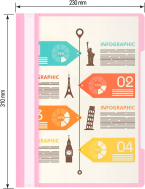 Папка-скоросшиватель Бюрократ Pastel -PSLPAST/PINK A4 прозрач.верх.лист пластик розовый 0.14/0.18