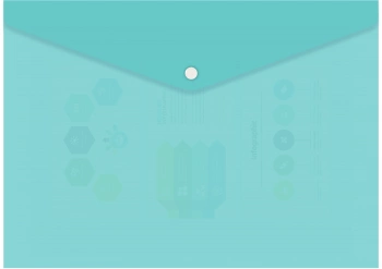 Конверт на кнопке Бюрократ Pastel -PKPAST/GRN A4 пластик 0.18мм мятный