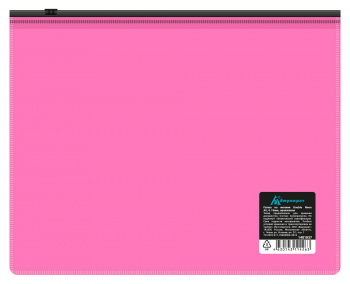 Папка на молнии ZIP Бюрократ Double Neon DNEBPM5APINKBL A5 полипропилен 0.15мм розовый цвет молнии черный