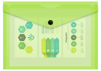 Конверт на кнопке Бюрократ Double Neon DNEPK804A5LETT A5 гориз. пластик 0.15мм салатовый