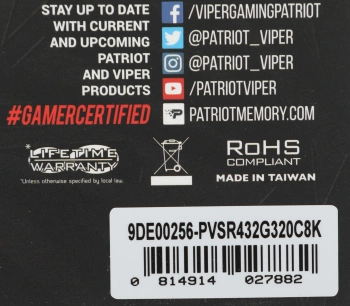 Память DDR4 2x16GB 3200MHz Patriot  PVSR432G320C8K