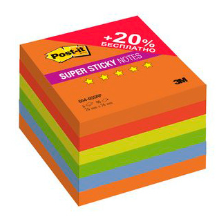Блок самоклеящийся бумажный 3M Post-it Super Sticky 654-6SSRP Огонь Плюс