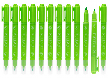 Текстовыделитель Deli EU011-GN двойной пиш. наконечник 1-4мм зеленый
