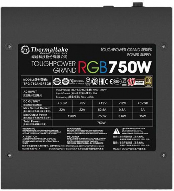 Блок питания Thermaltake ATX 750W Toughpower Grand RGB Sync