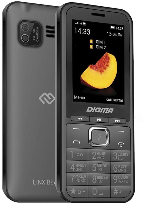 Мобильный телефон Digma LINX B241 32Mb серый моноблок 2Sim 2.44