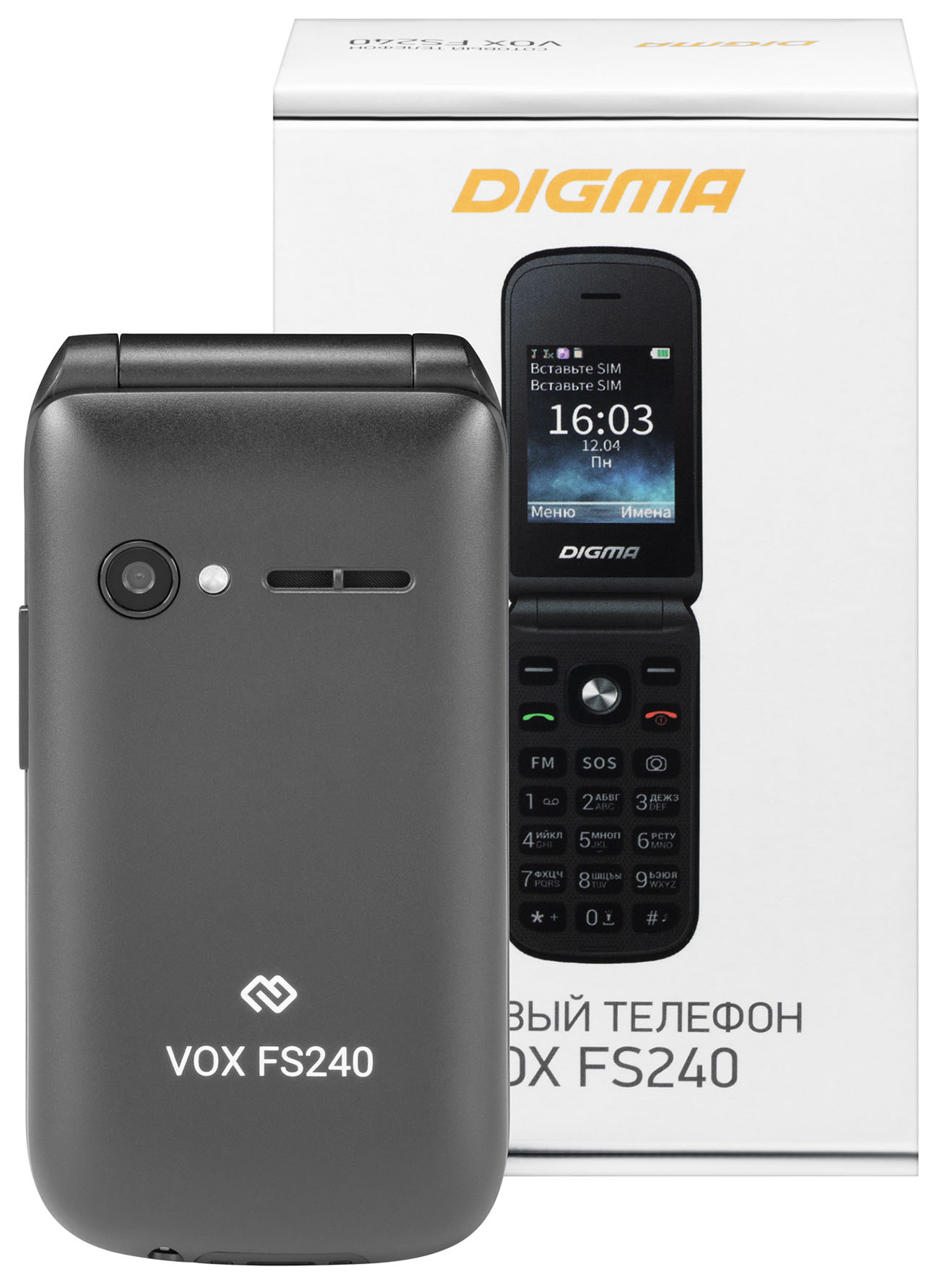 Мобильный телефон Digma VOX FS240 32Mb серый раскладной 2Sim 2.44