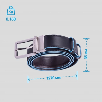Ремень мужской Piquadro Blue Square CU2619B2/NBLU2 регулир. 127х3.5см черный/темно-синий натур.кожа