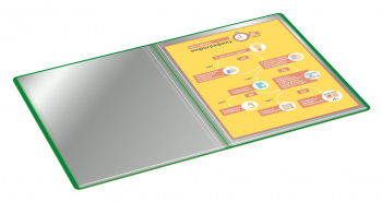 Папка с 100 прозр.вклад. Бюрократ -BPVN100GRN A4 пластик 0.8мм торц.карм с бум. встав зеленый