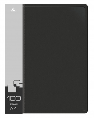 Папка с 100 прозр.вклад. Бюрократ -BPVN100BLCK A4 пластик 0.8мм торц.карм с бум. встав черный