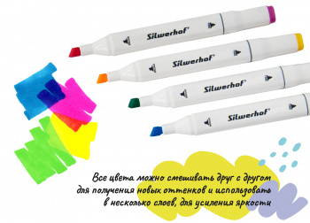 Набор маркеров для скетчинга Silwerhof двойной пиш. наконечник 1-7мм 12цв. пластиковая коробка (12шт.)