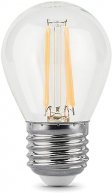 Лампа филам. Gauss 5Вт цок.:E27 шар 220B св.свеч.бел.теп. G45 (упак.:10шт) (105802105-D)