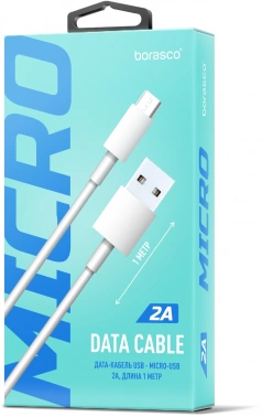 Кабель BoraSCO 34849 USB (m)-micro USB (m) 1м белый