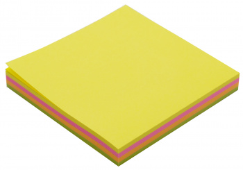 Блок самоклеящийся бумажный Silwerhof 76x76мм 100лист. неон 4цв.в упак.