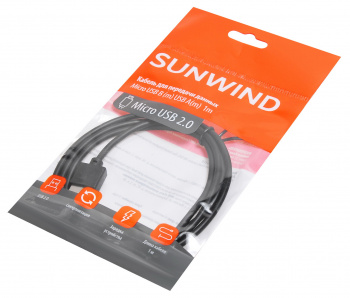 Кабель SunWind USB (m)-micro USB (m) 1м черный
