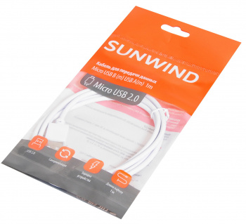 Кабель SunWind USB (m)-micro USB (m) 1м белый
