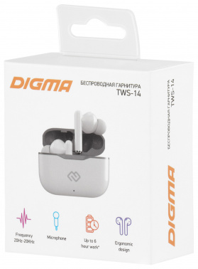 Гарнитура внутриканальные Digma TWS-14