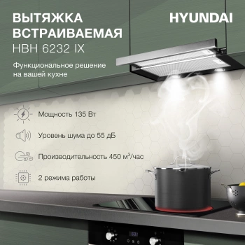 Вытяжка встраиваемая Hyundai HBH 6232 IX