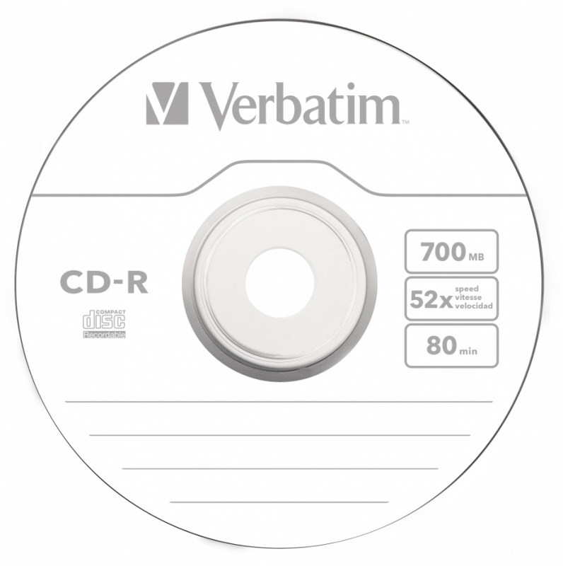 Диск CD-R Verbatim 700Mb 52x Slim case (1шт) (43347)